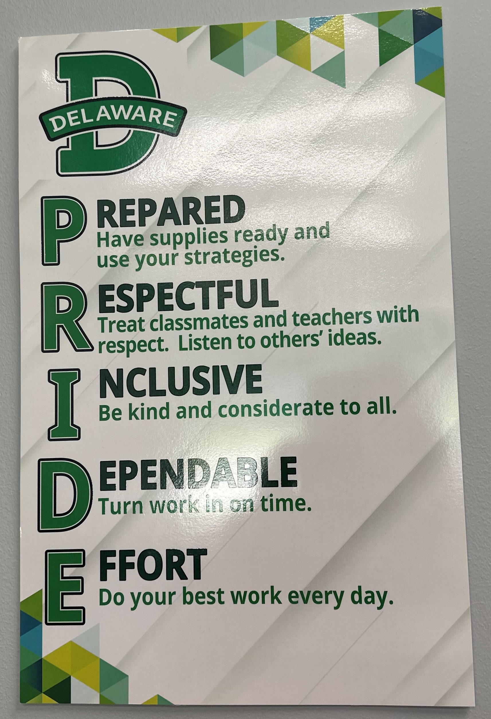 Photo of the PRIDE Matrix used at Delaware