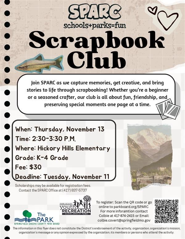  SPARC Scrapbook Club Flyer
