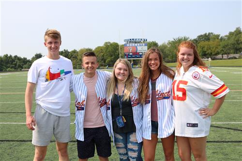 Cabinet members hang out at the freshman block party 