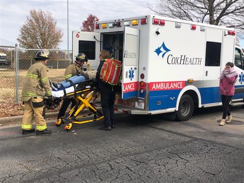 Student in ambulance