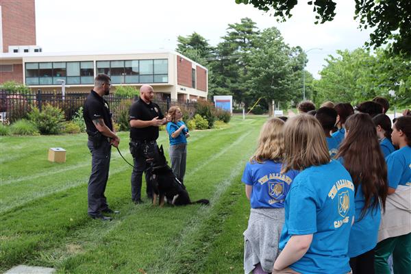 SPS students met members of the CoxHealth Security K-9 Unit during Forensic Files Summer Camp.