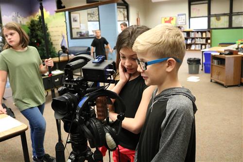 Students looking at camera 
