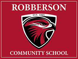 Robberson School Logo - Red Hawk